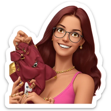 smiling girl with jewelry sticker