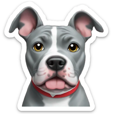 grey and white pitbull dog wearing christmas bandanna  sticker
