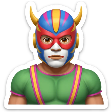Mexican wrestler portrait, head and shoulders only, colorful luchador mask, muscular collar, confident expression, 3D cartoon, mobile game icon style, clean background, no text, no watermark
 sticker