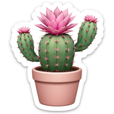 Pastel pink potted cactus  sticker