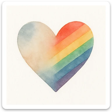 rainbow pride heart, watercolor art style, no text, sparkle effect sticker