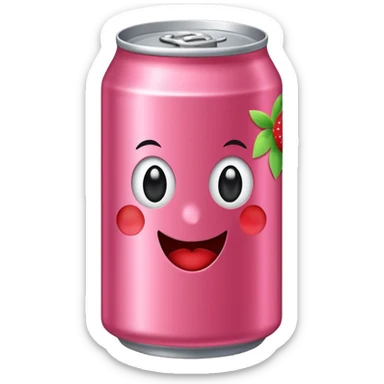 strawberry soda can with cute stickers sticker