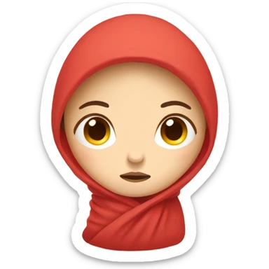 Sleepy Asian girl bundled in red blanket sticker