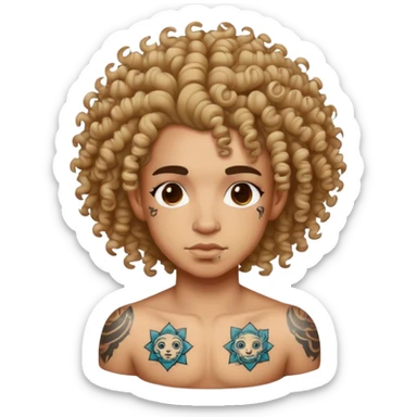 light skin curly hair with tattoos sticker