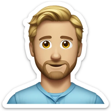 ryan gosling as ken with an open blue shirt without sleeves sticker