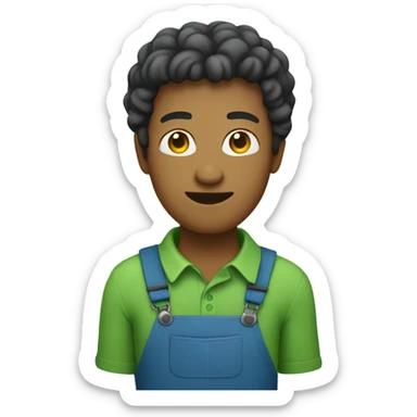 Someone with yellow skin wearing a blue shirt and green pants sticker