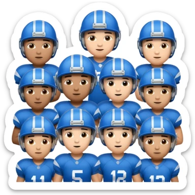 football guys team mixed race blue with helmet sticker