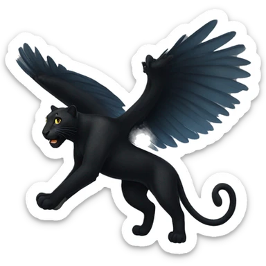 winged black leopard sticker