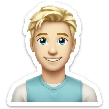 confident happy clean shaven pale teen with short blonde light hair blue eyes outdoor portrait sticker