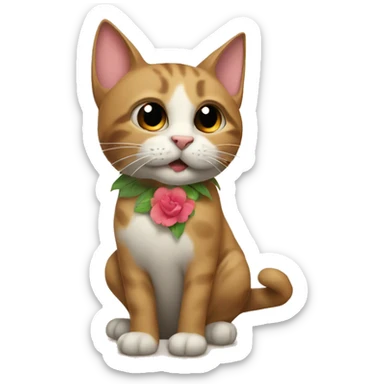 gato con una flor en la cabeza sticker