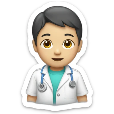 asian toddler male with lab suit sticker
