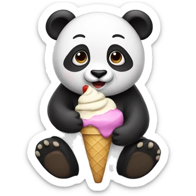 Panda eating ice cream sticker