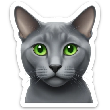 Russian blue cat with green eyes sticker