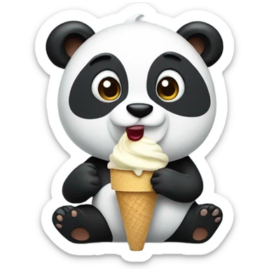 Panda eating ice cream sticker