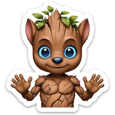 groot like stitch blue eyes  sticker