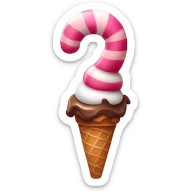 Pink candy cane with ice cream Sunday  sticker