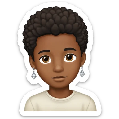 Black boy with rhinestone earring sticker