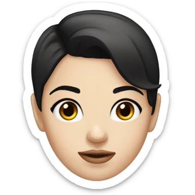 White Girl with short black hair and beauty mark above left eyebrow  sticker