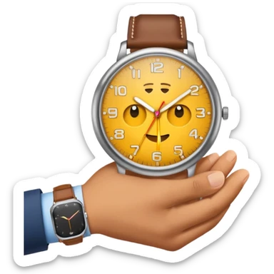 modern emoji style hand with a watch mostly hidden in a pocket sticker