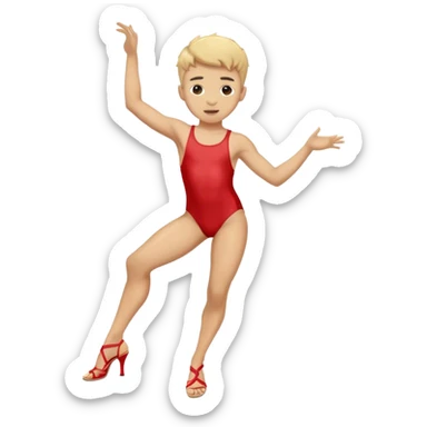 Boy wearing heels and dancing in swimsuit sticker