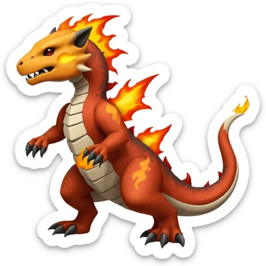 Black and red and orange and yellow magmatic Marowak-Cubone-Salandit-Charmeleon-fusion (full body) sticker
