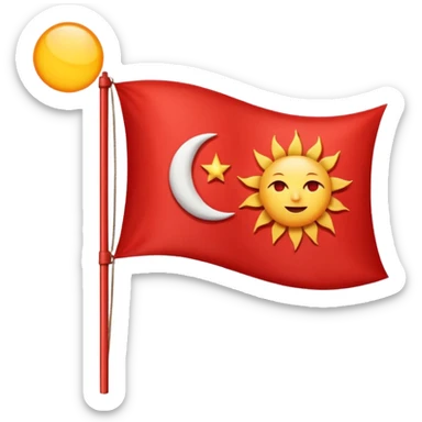 Creat sun and half moon symbol in red flag, flag like 🚩  sticker
