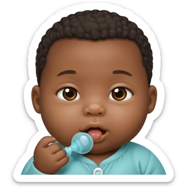 Black newborn baby, pacifier in mouth sticker