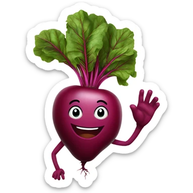 happy beetroot waving hand sticker
