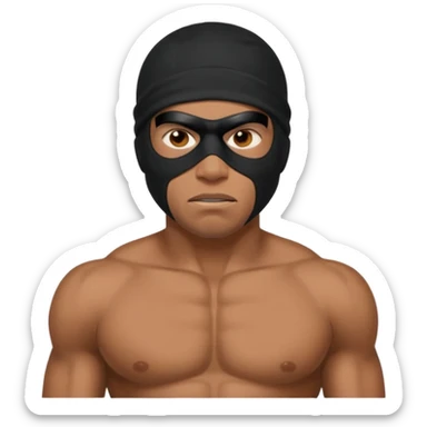 angry and smug african black ski mask wearing guy with no top sticker