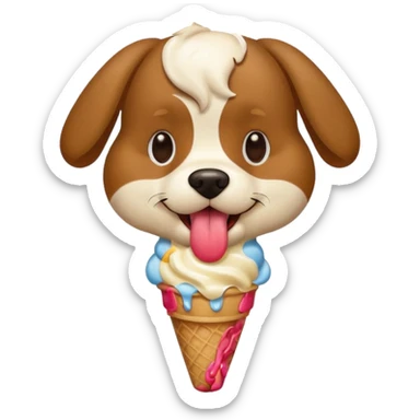 Dog eating ice cream sticker