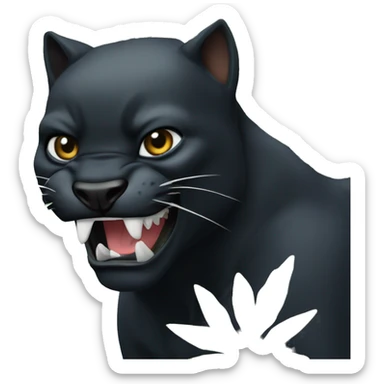 black pantera animal with a sharp tooth behind a bush sticker
