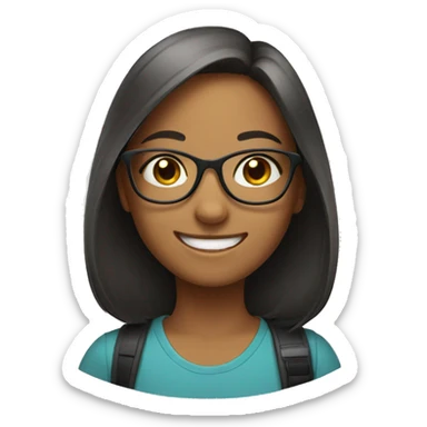 smiling girl with glasses and pet sticker