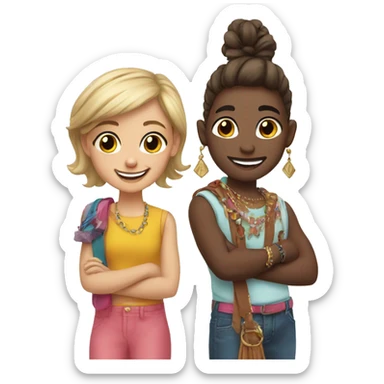 happy siblings with accessories sticker