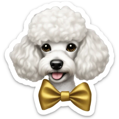 Black and gold bow on white poodle sticker