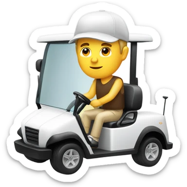 White guy driving golf cart sticker