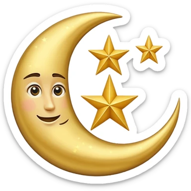 Star and Crescent emoji with black background and no face only star and crescent. sticker