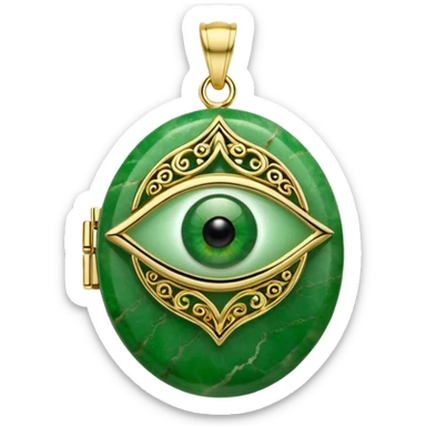 Eye shaped green locket  sticker