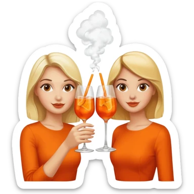 blonde and brunette girls clinking aperol spritz glasses together sticker