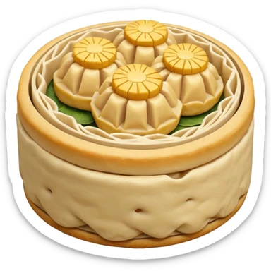 siu mai (a type of dim sum, just 1 cube of white color fish patty wrapped by yellow dough, leaving only the top part unwrapped, shape looks like short cylinder shape) sticker