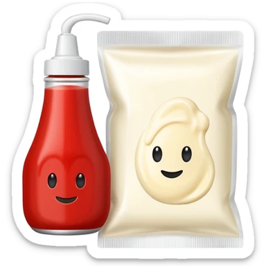 una bustina monoporzione di maionese e una ketchup da 10 ml sticker