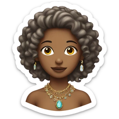 girl with curly hair and jewelry indoors sticker