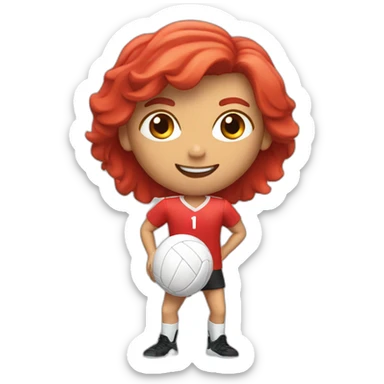 volley-ball player red shirt sticker