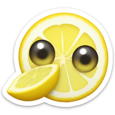A lemon slice emoji with big cute happy eyes sticker