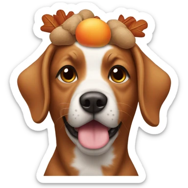 Dog wearing turkey headband sticker