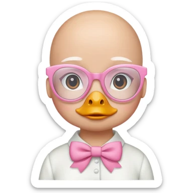 white duck with pink glasses and a pink bow without hair sticker
