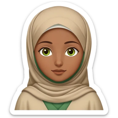 Turkish beautiful finish Konya girl brown green eyes with beige hijab islamic dress and say good night sticker