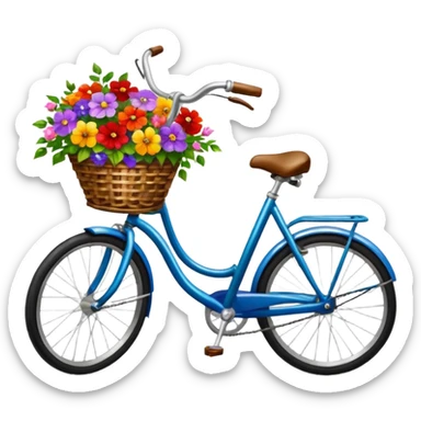 bicycle with a basket of flowers, Afremov style sticker