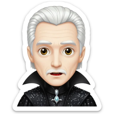 Dracula with white hair, black sequin outfit sticker