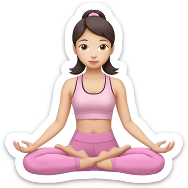 asian yoga girl light pink clothes  sticker