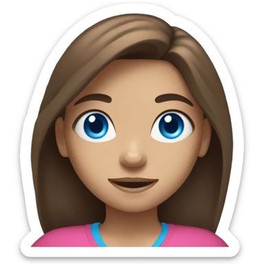 girl with long brown hair,  bright blue eyes, lifting weights sticker